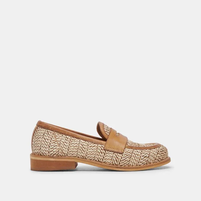 Flats and Loafers Women Dolce Vita Marina Loafers Brown Multi Raffia