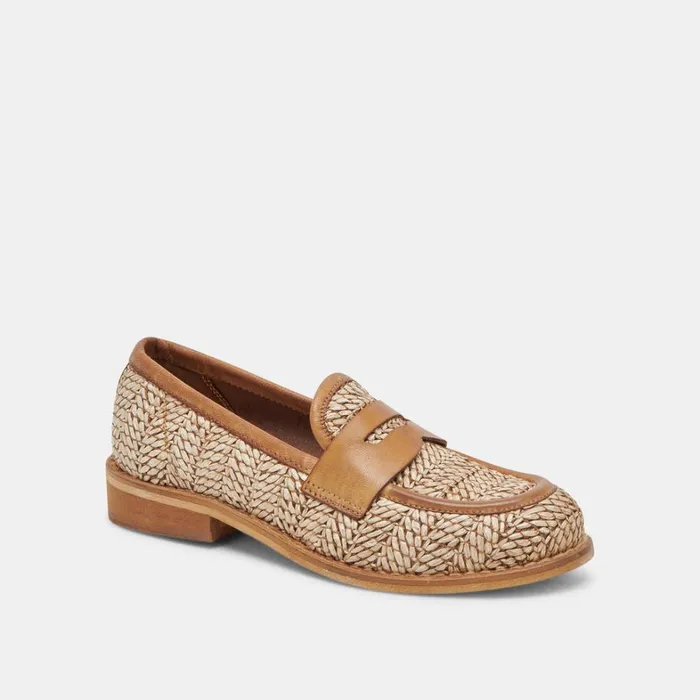 Flats and Loafers Women Dolce Vita Marina Loafers Brown Multi Raffia
