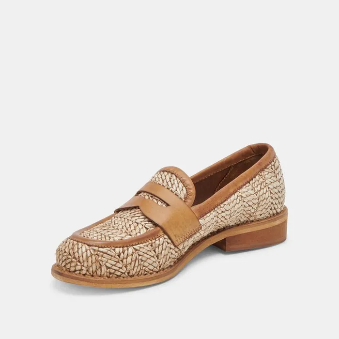 Flats and Loafers Women Dolce Vita Marina Loafers Brown Multi Raffia