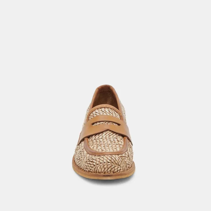 Flats and Loafers Women Dolce Vita Marina Loafers Brown Multi Raffia