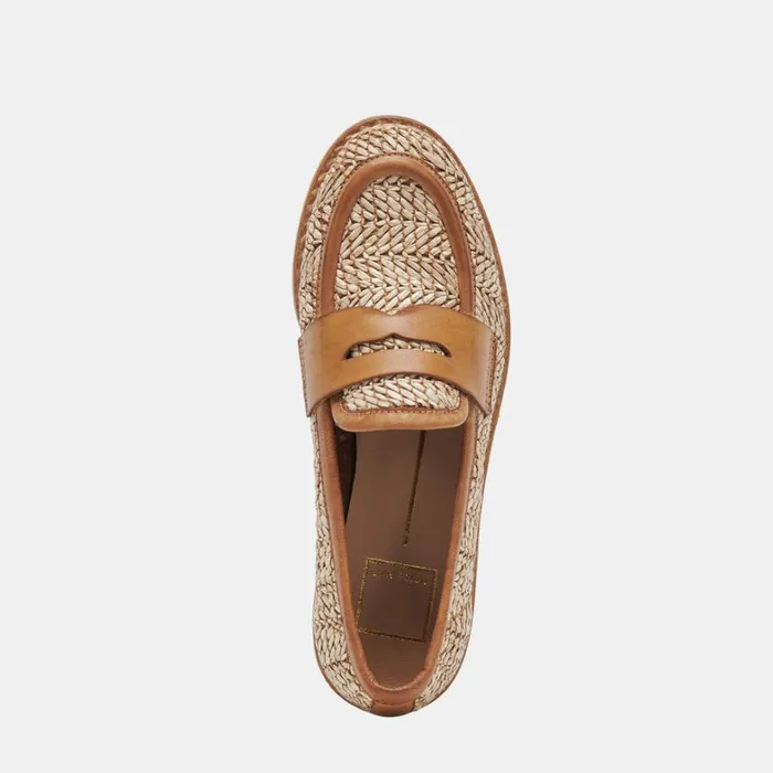 Flats and Loafers Women Dolce Vita Marina Loafers Brown Multi Raffia