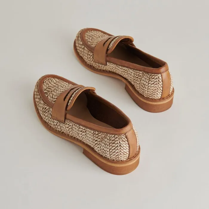 Flats and Loafers Women Dolce Vita Marina Loafers Brown Multi Raffia