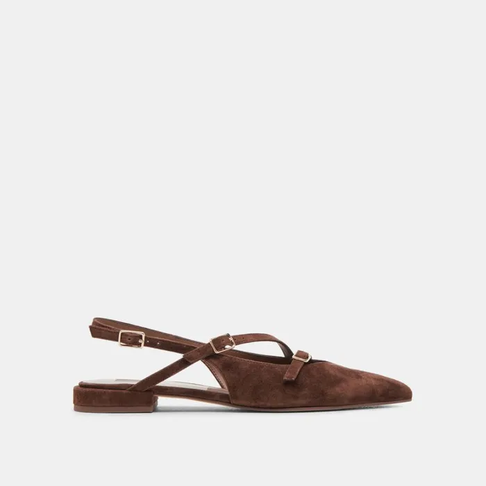 Flats and Loafers Women Dolce Vita Pamla Flats Dk Brown Suede