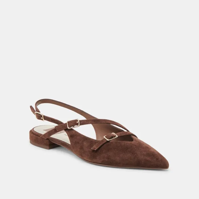 Flats and Loafers Women Dolce Vita Pamla Flats Dk Brown Suede