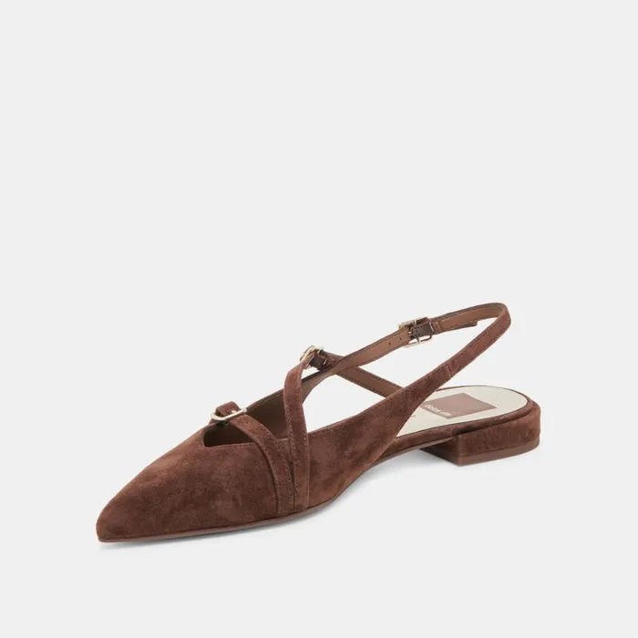 Flats and Loafers Women Dolce Vita Pamla Flats Dk Brown Suede