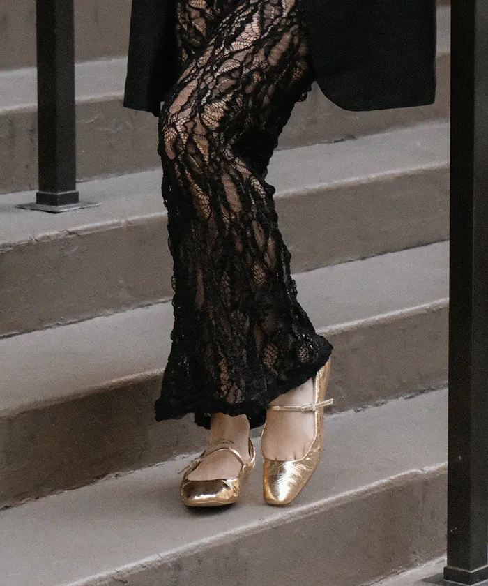 Flats and Loafers Women Dolce Vita Reyes Ballet Flats Gold Distressed Leather