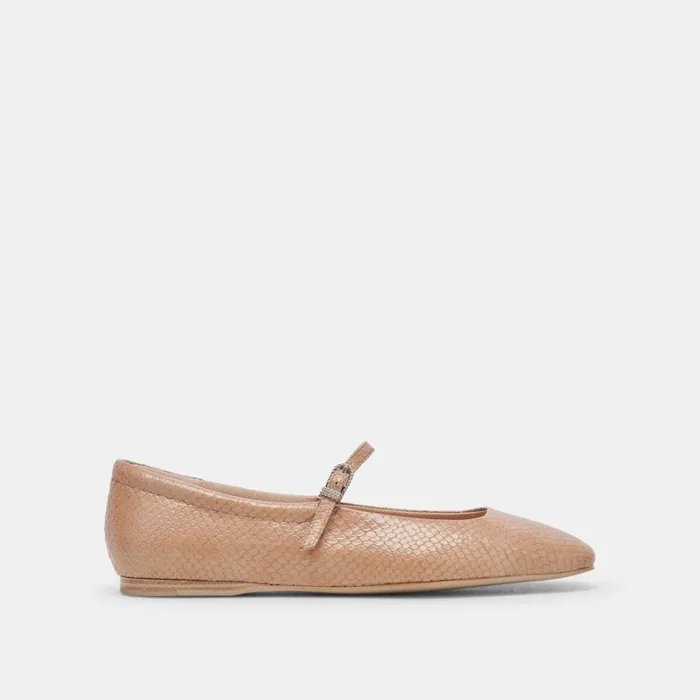 Flats and Loafers Women Dolce Vita Reyes Ballet Flats Toffee Snake Embossed