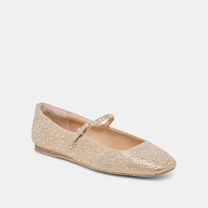 Flats and Loafers Women Dolce Vita Reyes Crystal Ballet Flats Light Gold Crystal