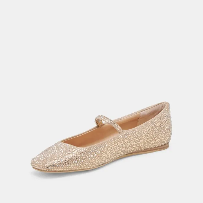 Flats and Loafers Women Dolce Vita Reyes Crystal Ballet Flats Light Gold Crystal
