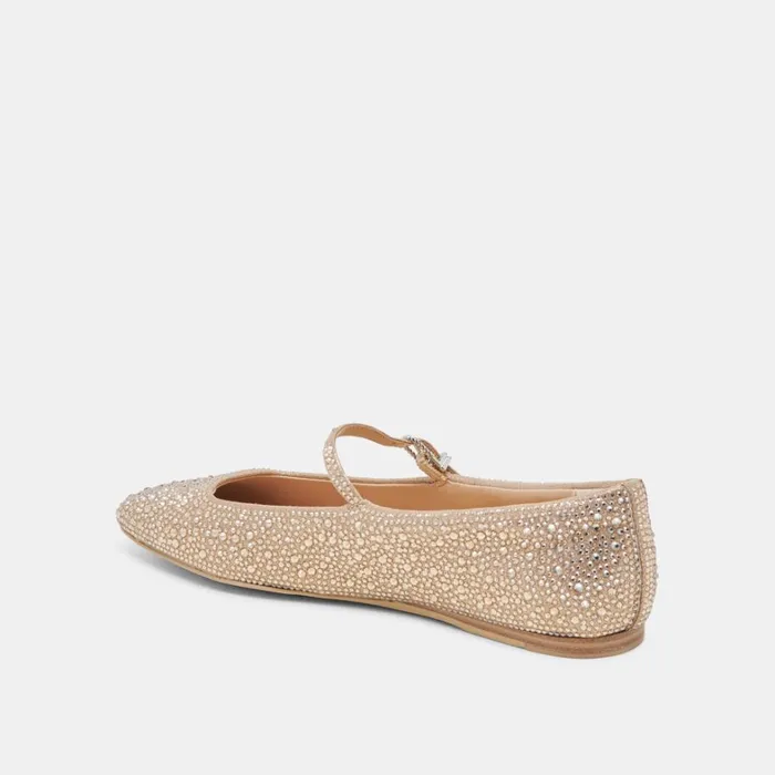 Flats and Loafers Women Dolce Vita Reyes Crystal Ballet Flats Light Gold Crystal