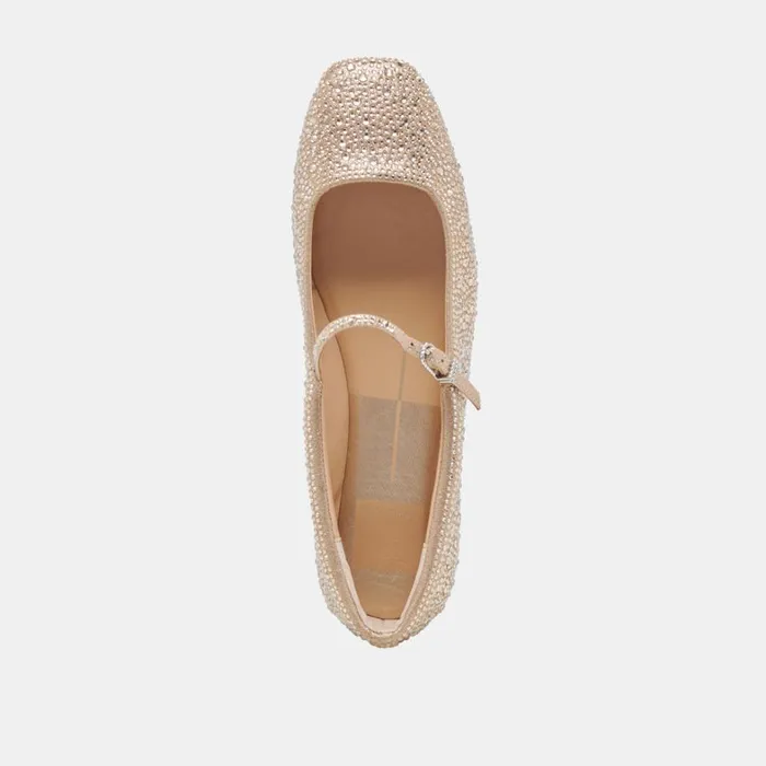 Flats and Loafers Women Dolce Vita Reyes Crystal Ballet Flats Light Gold Crystal
