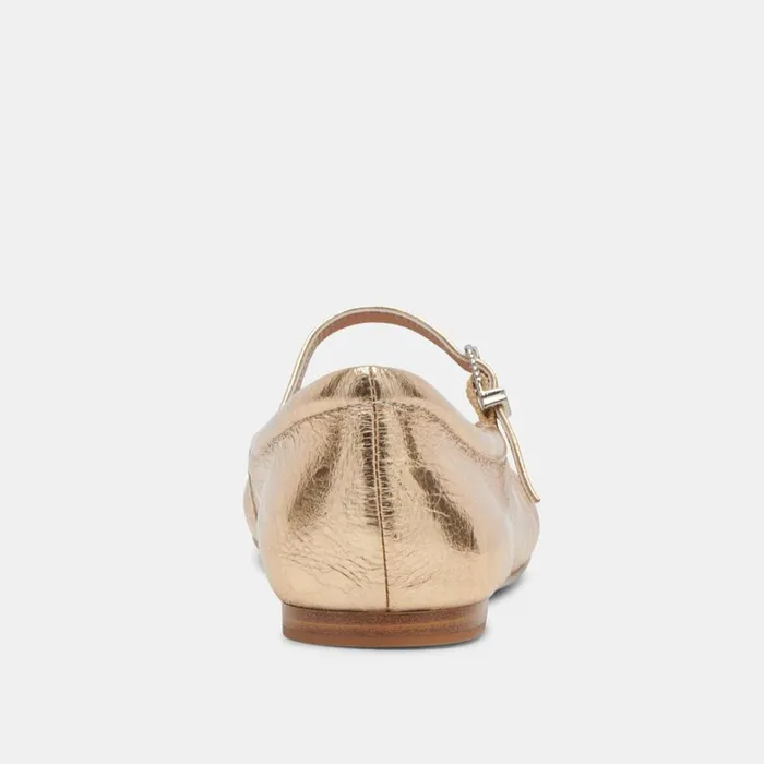 Flats and Loafers Women Dolce Vita Reyes Wide Ballet Flats Gold Distressed Leather