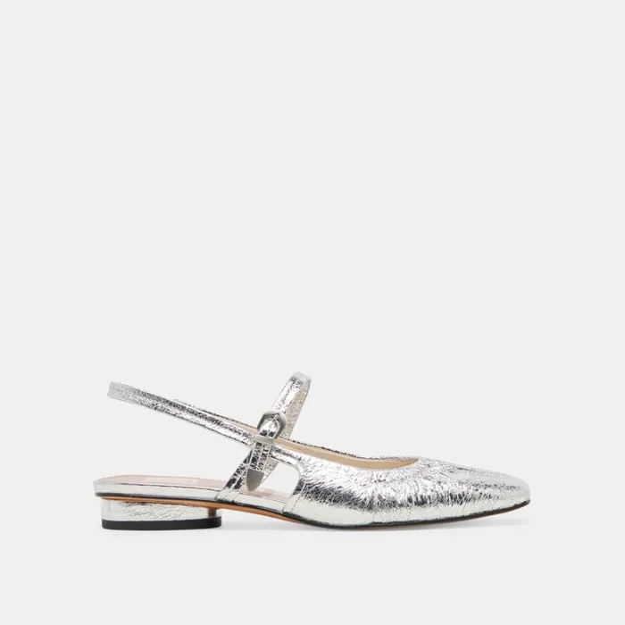 Flats and Loafers Women Dolce Vita Rianne Flats Silver Distressed Leather