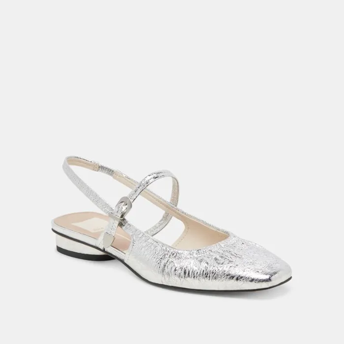 Flats and Loafers Women Dolce Vita Rianne Flats Silver Distressed Leather