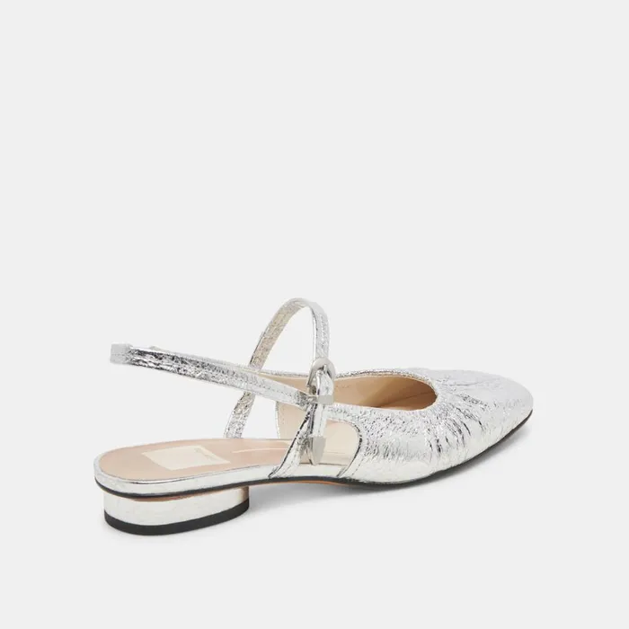 Flats and Loafers Women Dolce Vita Rianne Flats Silver Distressed Leather