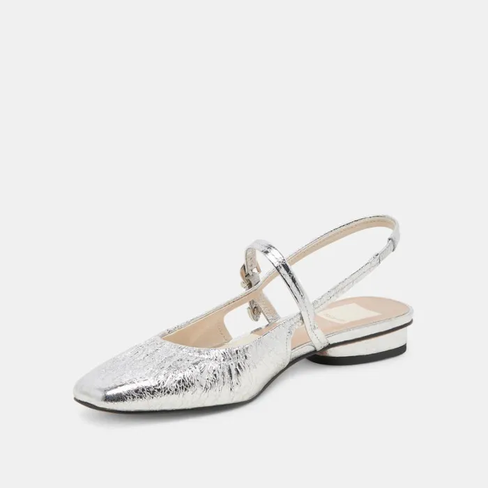 Flats and Loafers Women Dolce Vita Rianne Flats Silver Distressed Leather