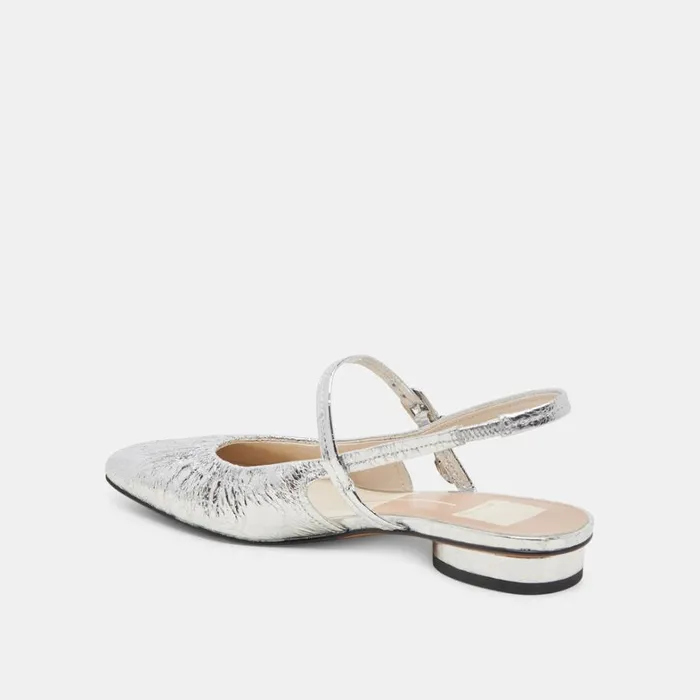 Flats and Loafers Women Dolce Vita Rianne Flats Silver Distressed Leather