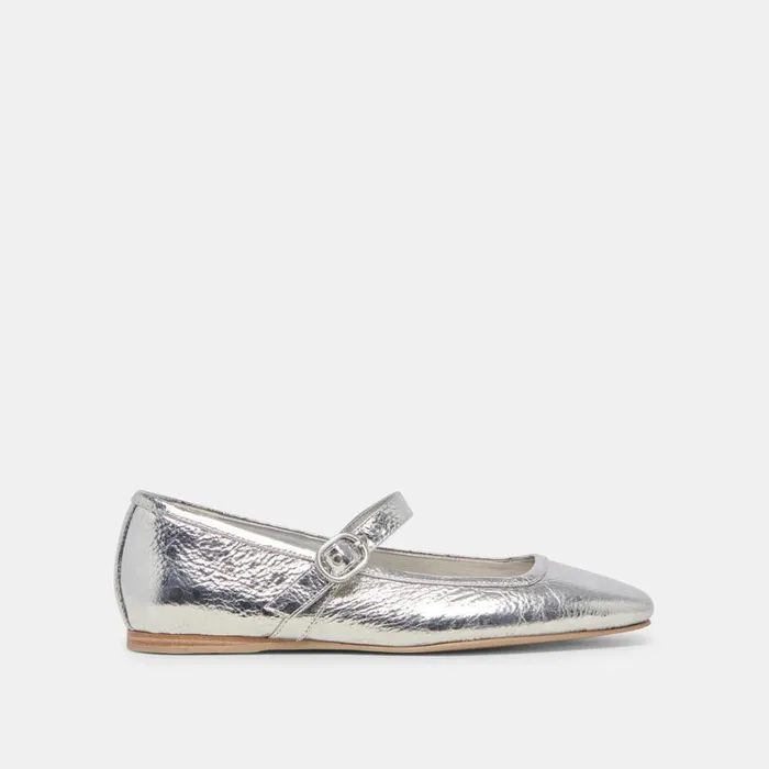 Flats and Loafers Women Dolce Vita Rodni Ballet Flats Silver Distressed Leather