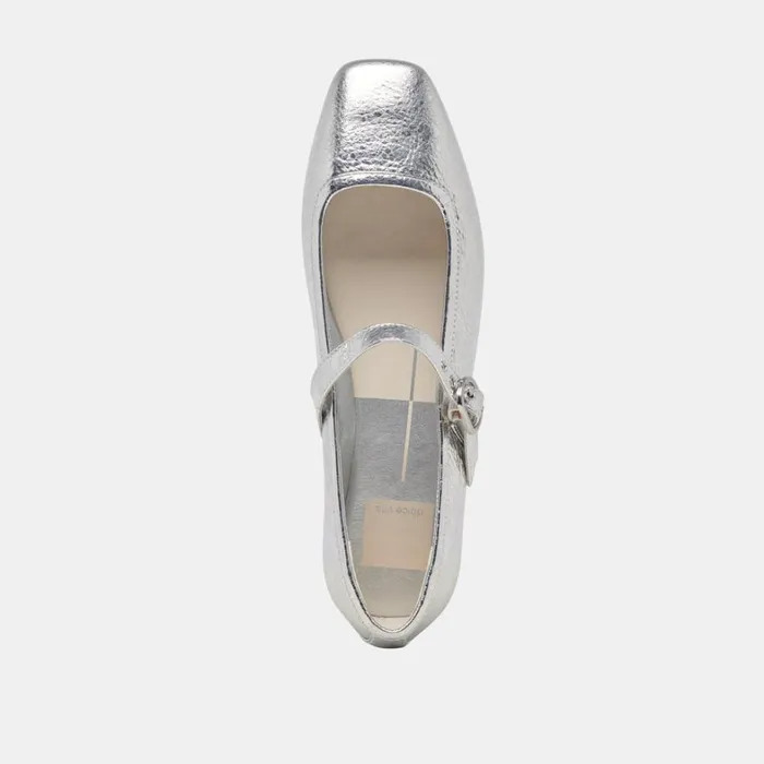 Flats and Loafers Women Dolce Vita Rodni Ballet Flats Silver Distressed Leather