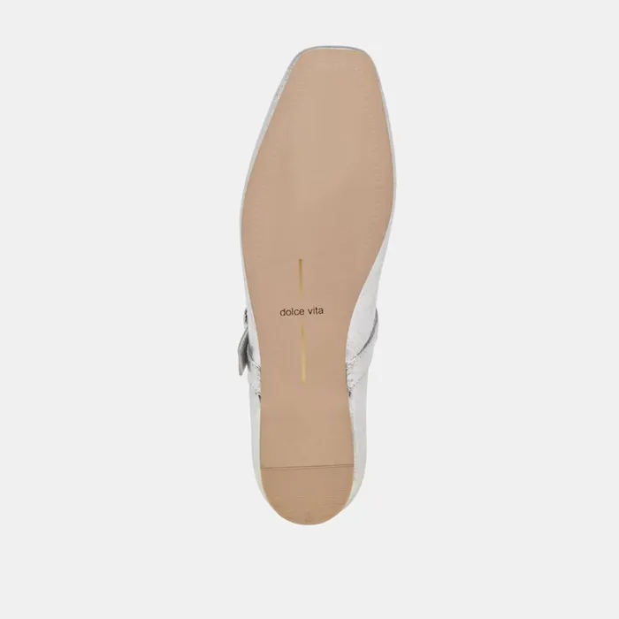 Flats and Loafers Women Dolce Vita Rodni Ballet Flats Silver Distressed Leather
