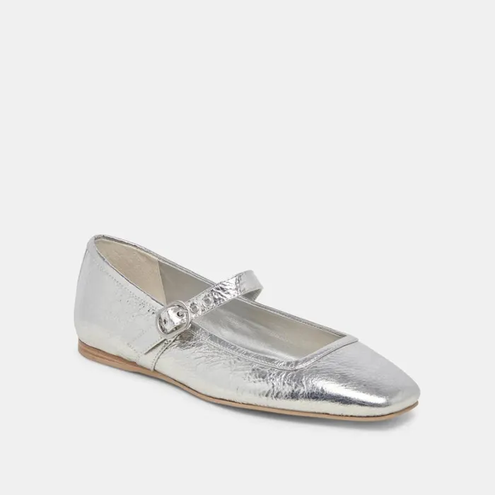 Flats and Loafers Women Dolce Vita Rodni Ballet Flats Silver Distressed Leather