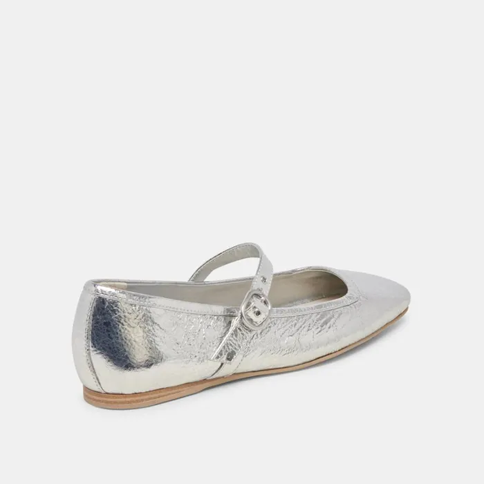Flats and Loafers Women Dolce Vita Rodni Ballet Flats Silver Distressed Leather
