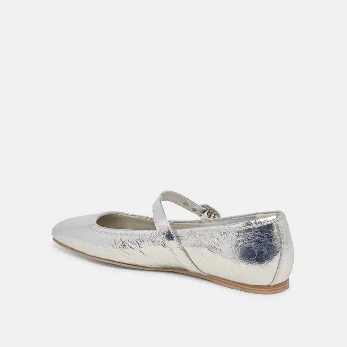 Flats and Loafers Women Dolce Vita Rodni Ballet Flats Silver Distressed Leather