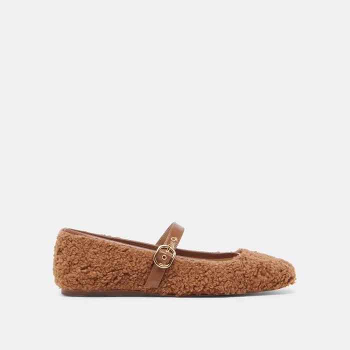 Flats and Loafers Women Dolce Vita Rodni Plush Ballet Flats Pecan Plush