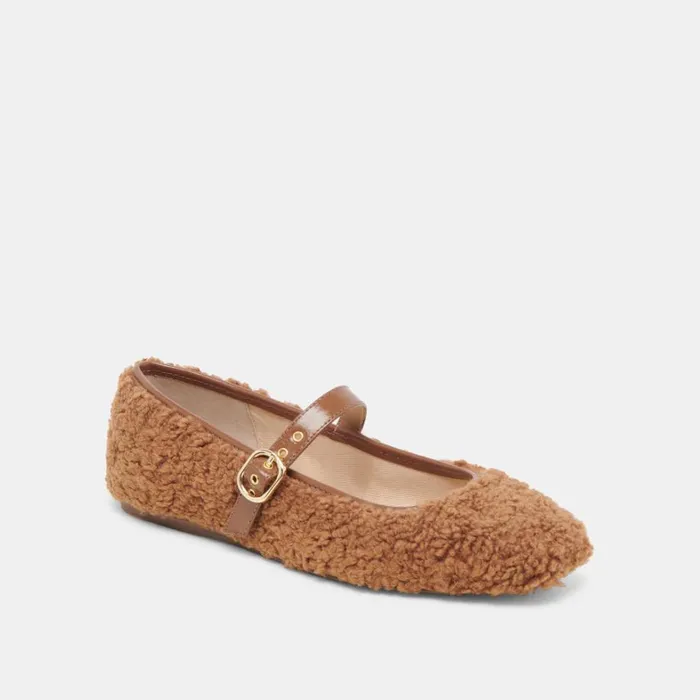 Flats and Loafers Women Dolce Vita Rodni Plush Ballet Flats Pecan Plush