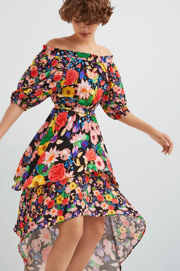 Floral Layered Dress Women Desigual Dresses