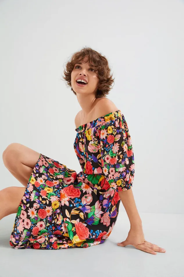 Floral Layered Dress Women Desigual Dresses