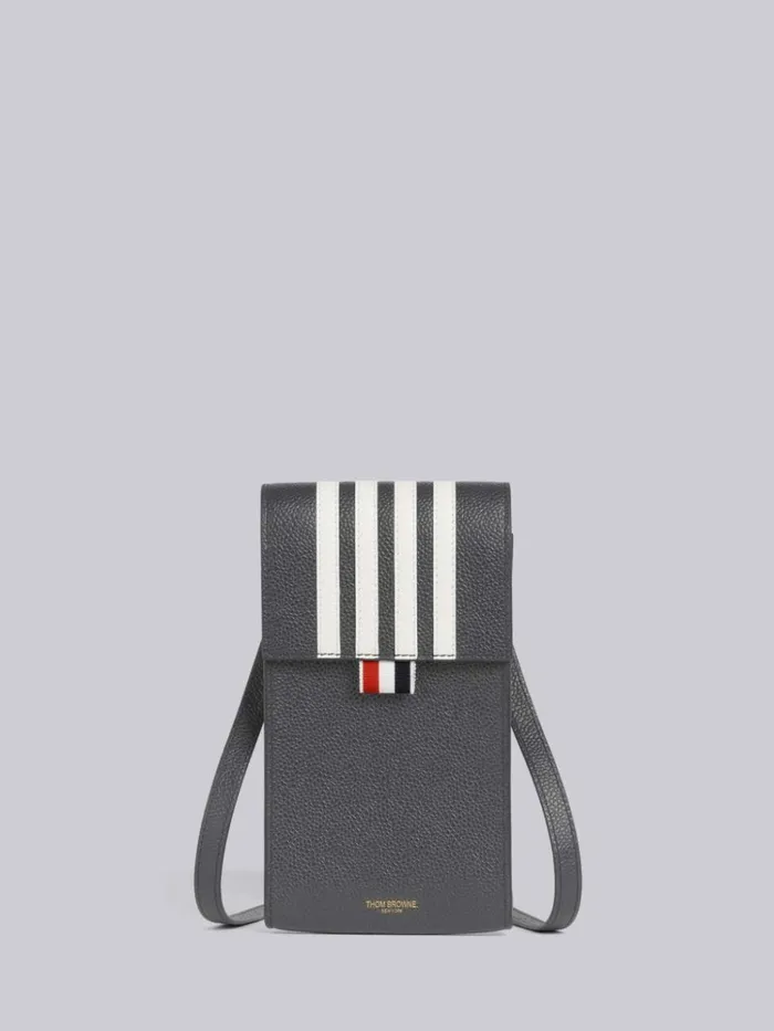 Fourbar Stripe Phone Bag Dark Grey WomenMen Thom Browne Crossbody Bags