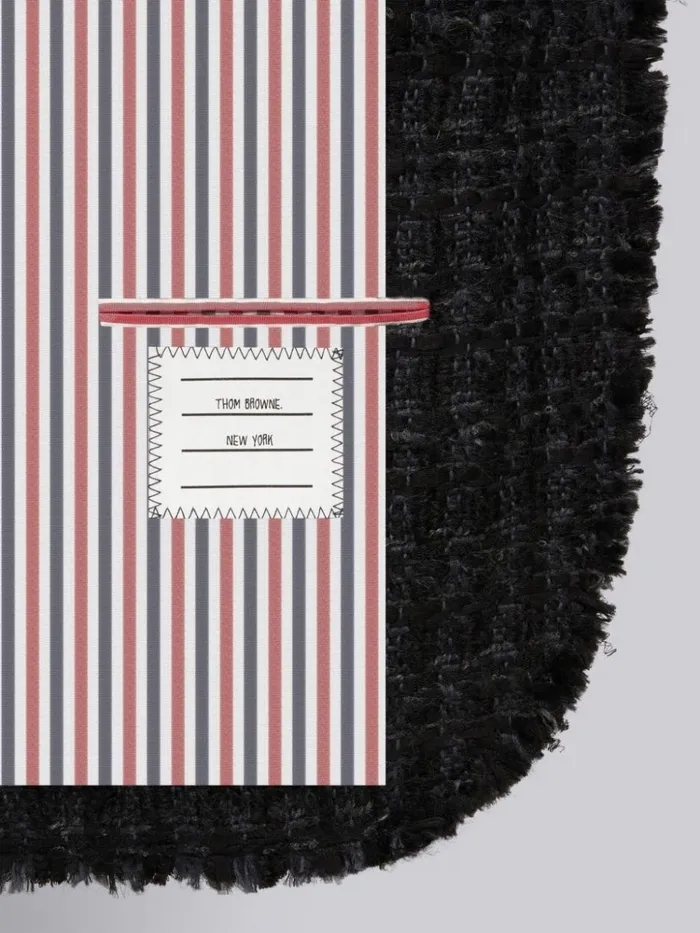 Frayed Wool Chiffon Gunclub Check Tweed High Armhole Sport Coat Black Women Thom Browne Jackets