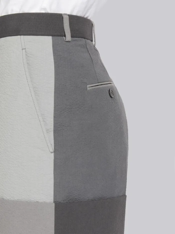 Funmix Cotton Seersucker Sack Short Silver Women Thom Browne Skirts