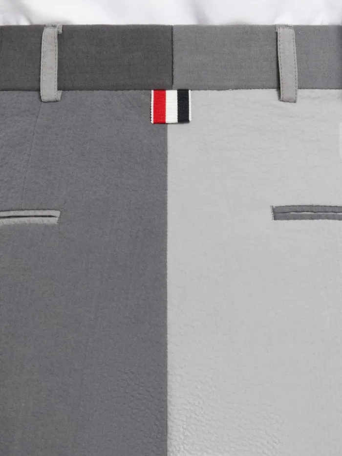 Funmix Cotton Seersucker Sack Short Silver Women Thom Browne Skirts