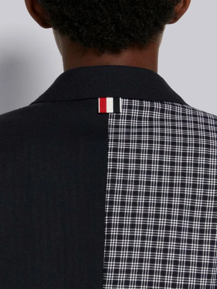 Funmix Micro 4bar Check And 2ply Fresco Armband Classic Jacket Navy Women Thom Browne Jackets