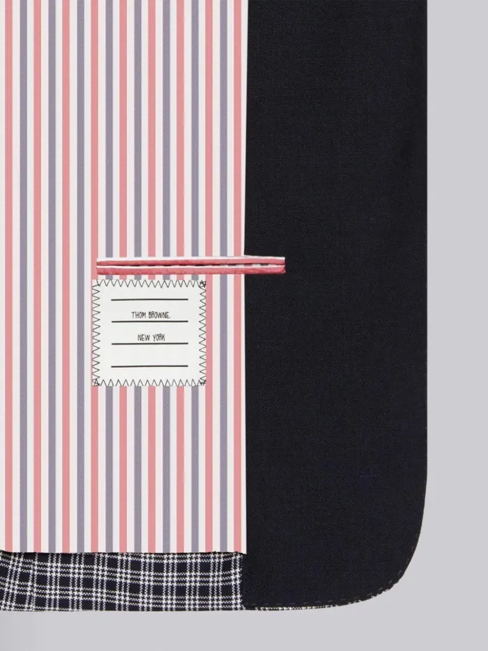 Funmix Micro 4bar Check And 2ply Fresco Armband Classic Jacket Navy Women Thom Browne Jackets