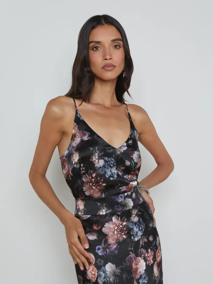 Gabriella Silk Camisole Black Multi Vintage Oil Flower Women L039Agence Blouses and Tops