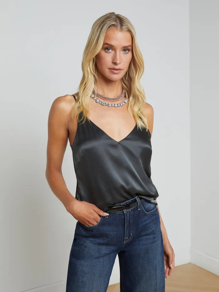 Gabriella Silk Camisole Dark Shadow Women L039Agence Camisoles and Tanks