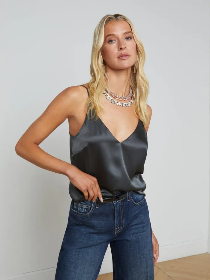 Gabriella Silk Camisole Dark Shadow Women L039Agence Camisoles and Tanks Gabriella Silk Camisole Dark Shadow Women L039Agence Camisoles and Tanks