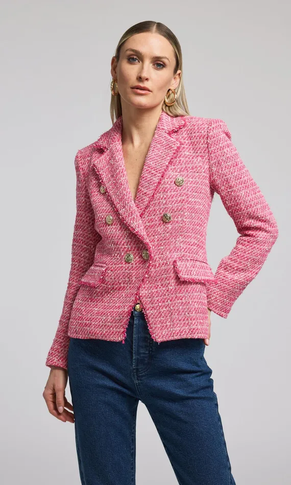 Generation Love Clothing Blazers and Jackets Women Eliza Tweed Blazer Hot Pinkwhite Generation Love Clothing Blazers and Jackets Women Eliza Tweed Blazer Hot Pinkwhite