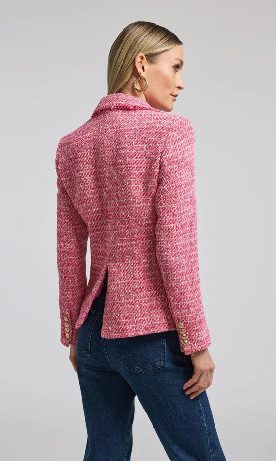 Generation Love Clothing Blazers and Jackets Women Eliza Tweed Blazer Hot Pinkwhite