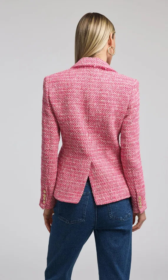 Generation Love Clothing Blazers and Jackets Women Eliza Tweed Blazer Hot Pinkwhite