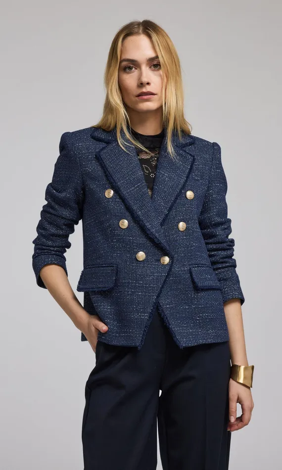 Generation Love Clothing Blazers and Jackets Women Eliza Tweed Blazer Navygold