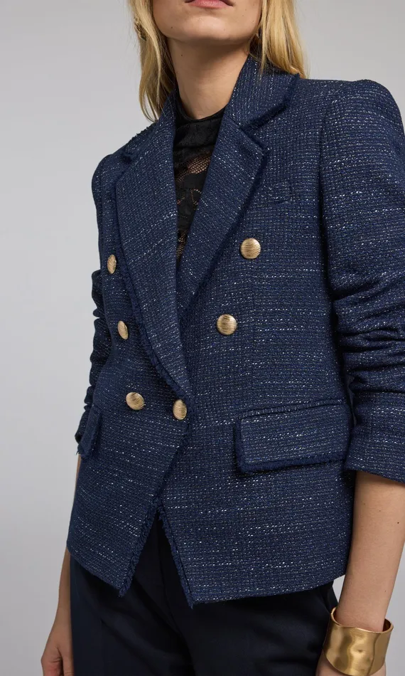 Generation Love Clothing Blazers and Jackets Women Eliza Tweed Blazer Navygold