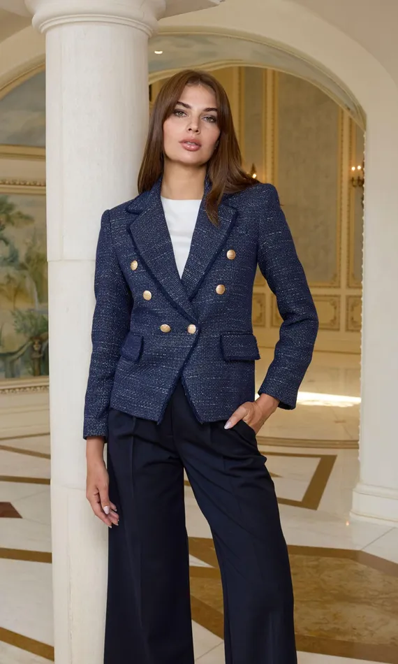 Generation Love Clothing Blazers and Jackets Women Eliza Tweed Blazer Navygold
