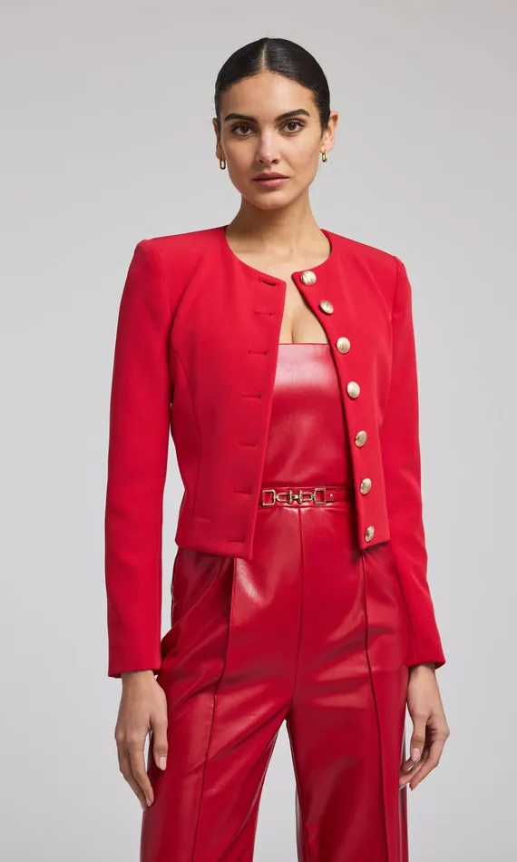 Generation Love Clothing Blazers and Jackets Women Olempia Crepe Blazer Red