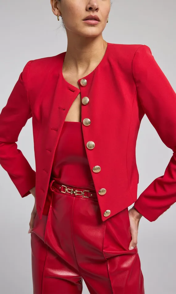 Generation Love Clothing Blazers and Jackets Women Olempia Crepe Blazer Red