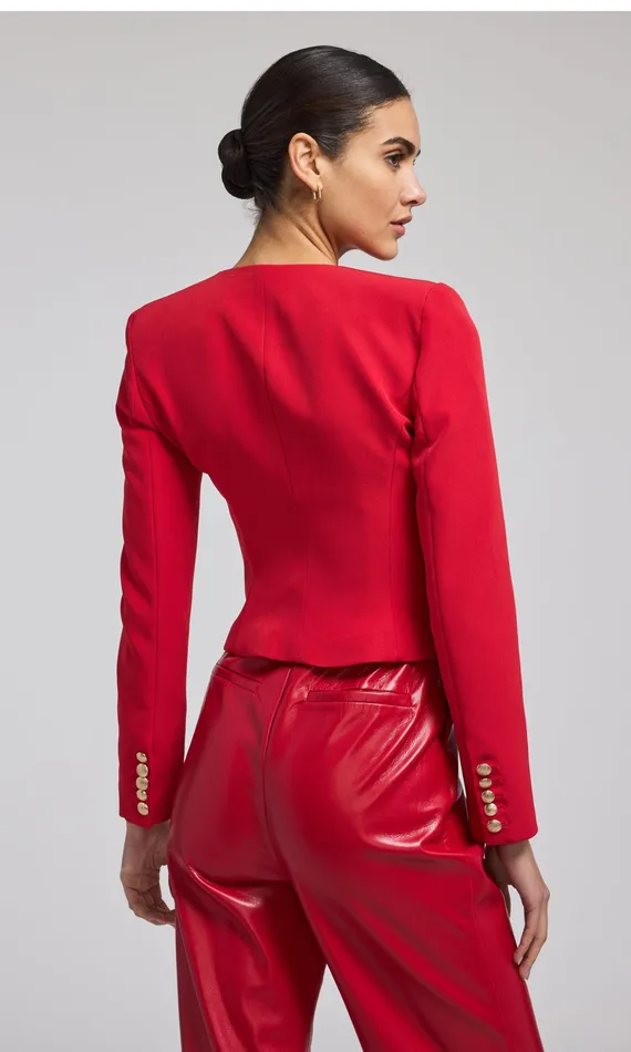 Generation Love Clothing Blazers and Jackets Women Olempia Crepe Blazer Red