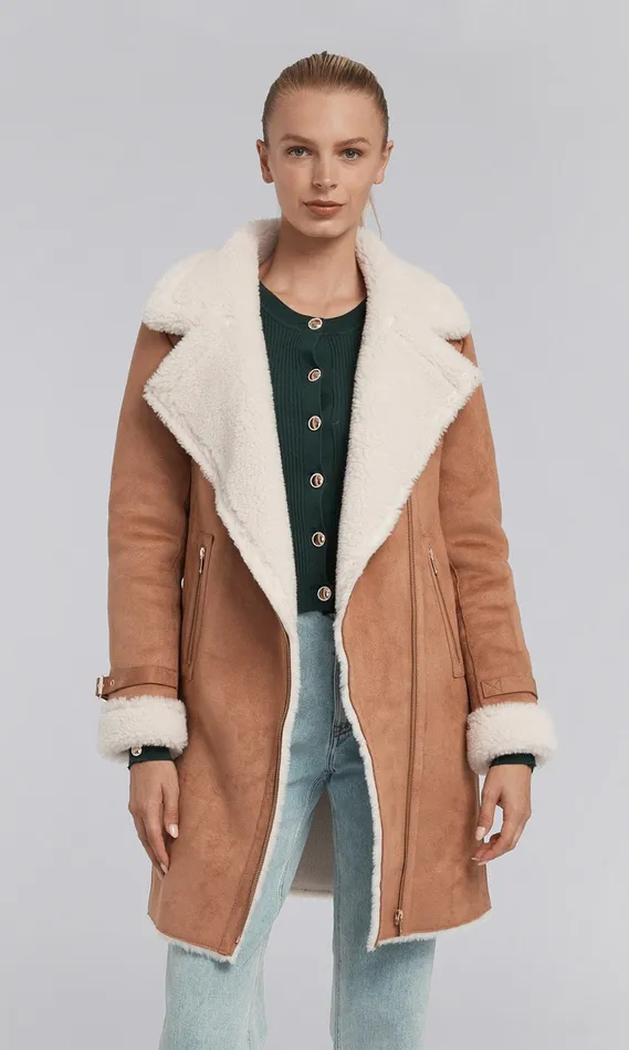 Generation Love Clothing Outerwear Women Carla Suede And Faux Fur Combo Coat Cognacwhite Generation Love Clothing Outerwear Women Carla Suede And Faux Fur Combo Coat Cognacwhite